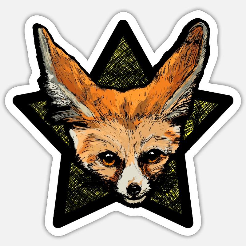 Fennek (étoile colorée) - Sticker taille S (10 x 10 cm) - blanc mat