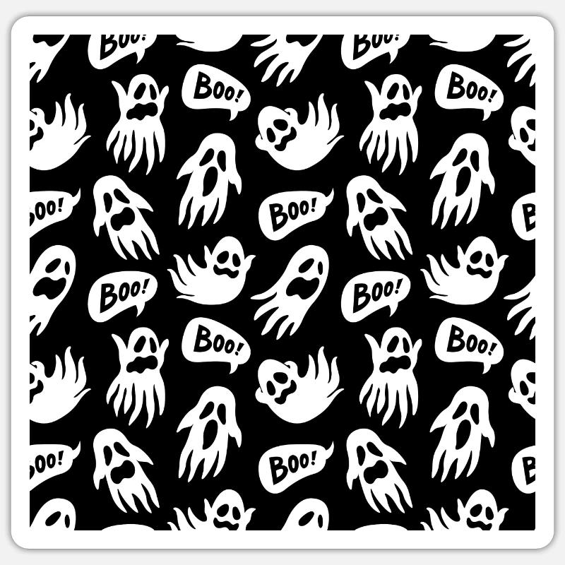 Spooky Ghost Pattern Cute Halloween Boo Sticker Größe S (10 x 10 cm)