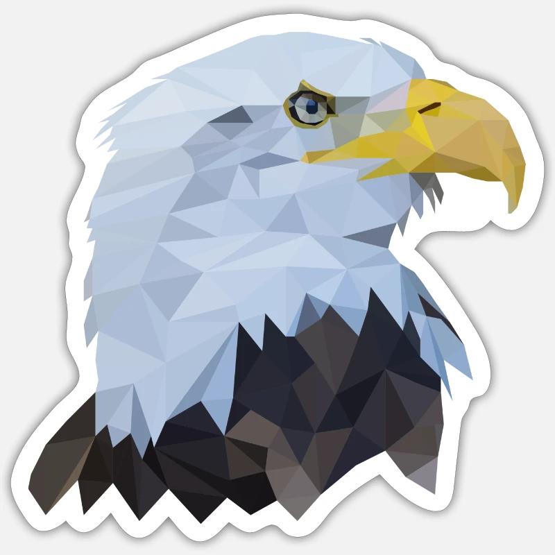Eagle head polygon bird - Sticker size S (10 x 10 cm) - white matte