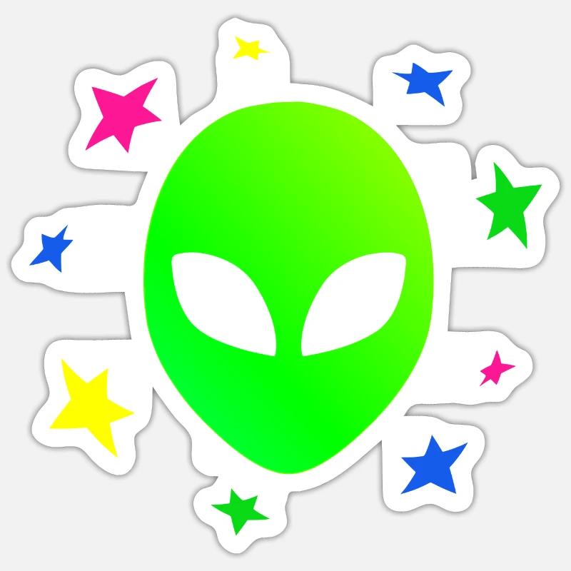 Alien head star galaxy - Sticker size S (10 x 10 cm) - white matte