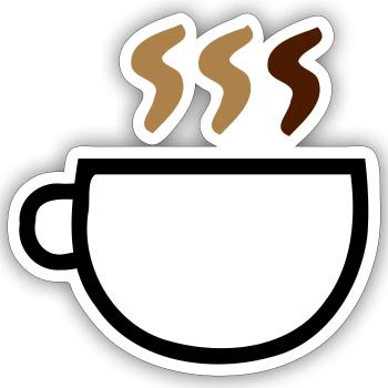 Kaffeetasse rauchen - Sticker Größe S (10 x 10 cm) - Mattweiß - Vorne