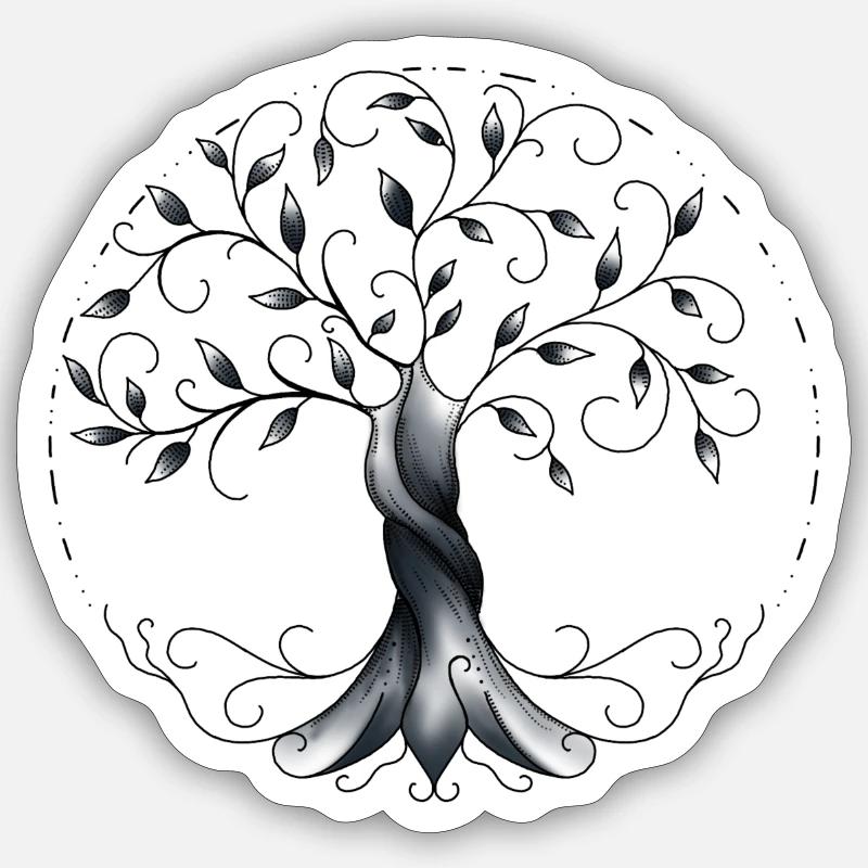 Baum des Lebens - Sticker Größe S (10 x 10 cm) - Mattweiß