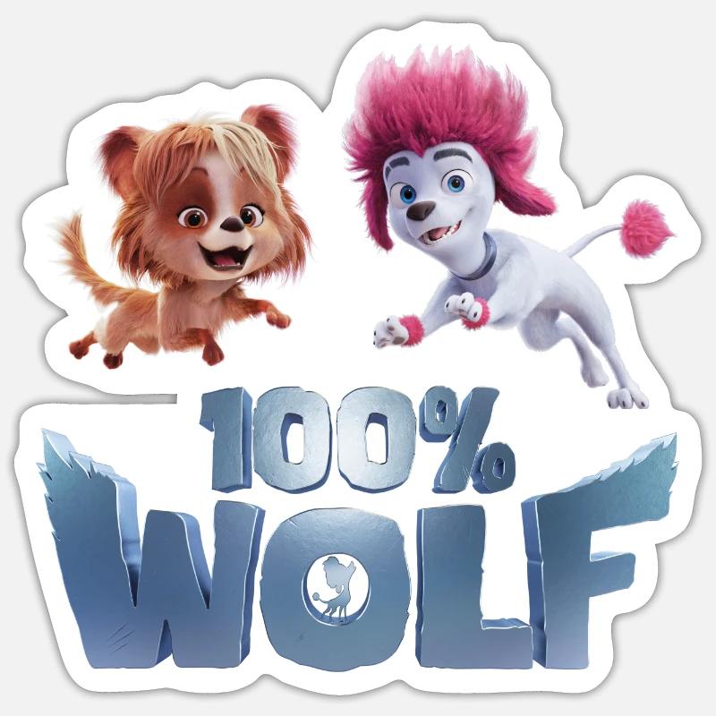 100% Wolf Freddy and Batty - Sticker size S (10 x 10 cm) - white matte
