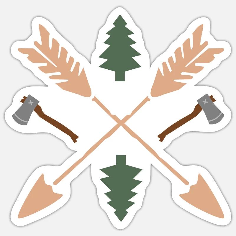 Bûcheron forestier - Sticker taille S (10 x 10 cm) - blanc mat