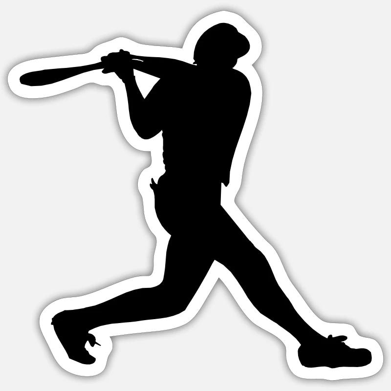 Baseball-Mann Junge mit Helm auf Strikes - Sticker Größe S (10 x 10 cm) - Mattweiß