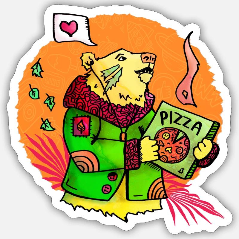 Pizzabär Sticker Größe S (10 x 10 cm)