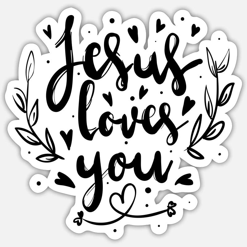 Jesus liebt dich - Sticker Größe S (10 x 10 cm) - Mattweiß
