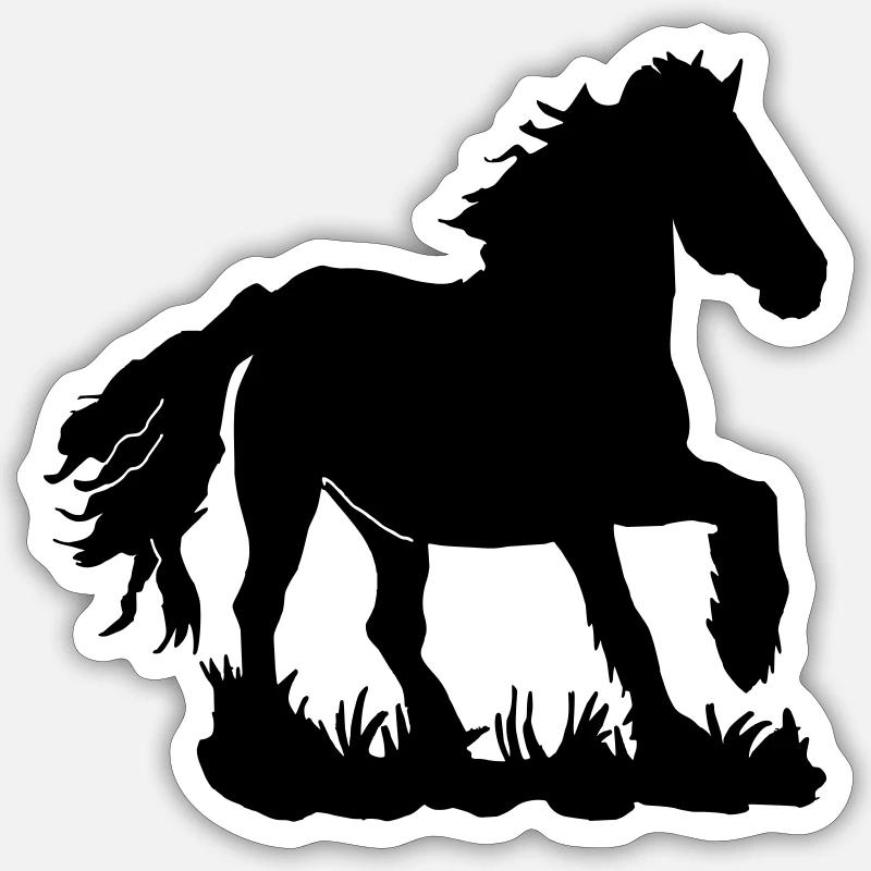 Friesians at a gallop - Sticker size S (10 x 10 cm) - white matte