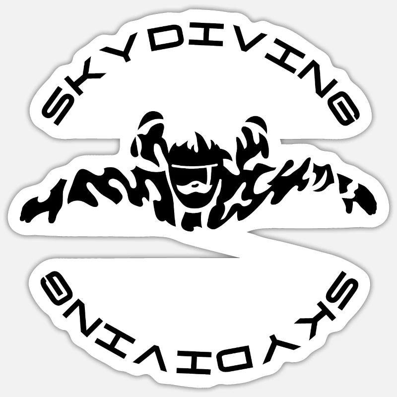 parachutisme - Sticker taille S (10 x 10 cm) - blanc mat