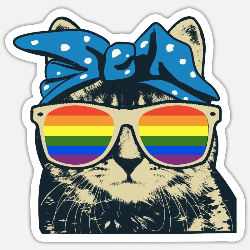 Cat rainbow Sticker size S (10 x 10 cm)