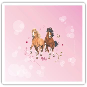 Pferdefreunde Freunde reiten zusammen - Sticker Größe S (10 x 10 cm) - Mattweiß - Vorne