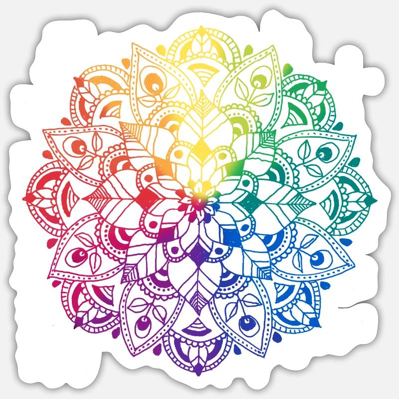 Mandala de fleurs - Sticker taille S (10 x 10 cm) - blanc mat