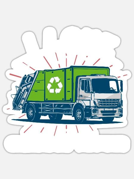 Ich Liebe Müllwagen Müllabfuhr Geschenkidee - Sticker Größe S (10 x 10 cm) - Mattweiß