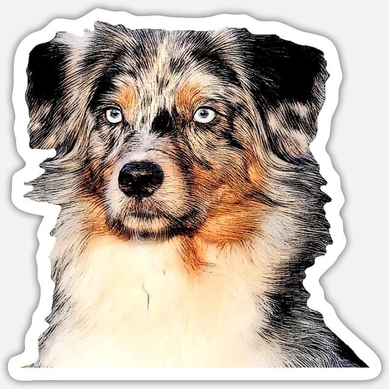 australischer Hirte - Sticker Größe S (10 x 10 cm) - Mattweiß