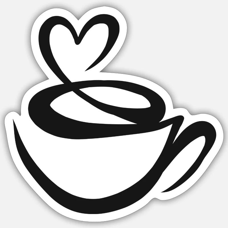 Kaffee Geschenk Koffein Kaffeebohne Coffee Tasse - Sticker Größe S (10 x 10 cm) - Mattweiß
