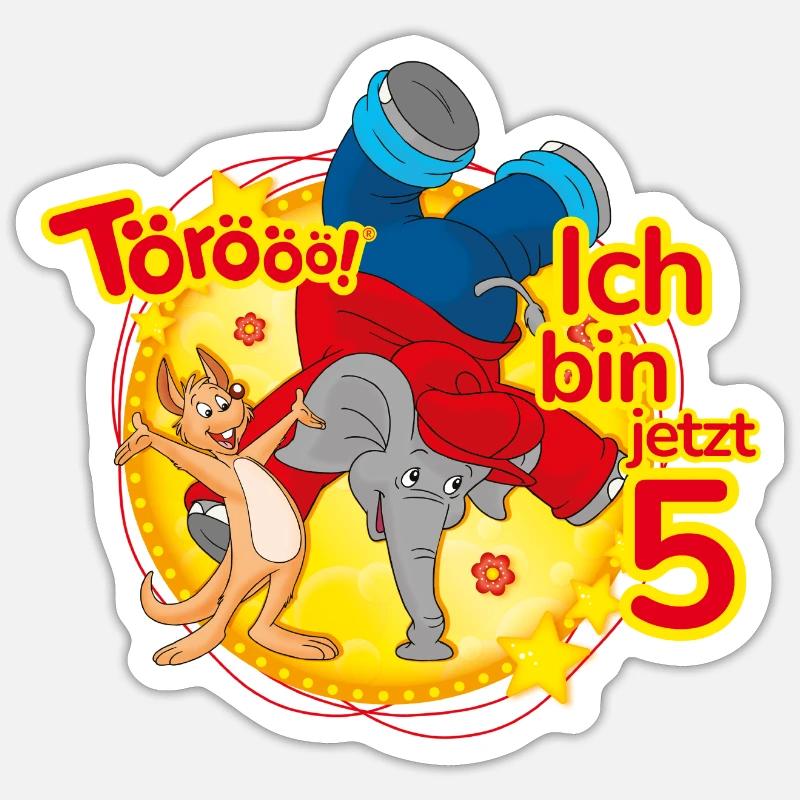 Benjamin Blümchen Ich Bin Jetzt 5 - Sticker Größe S (10 x 10 cm) - Mattweiß