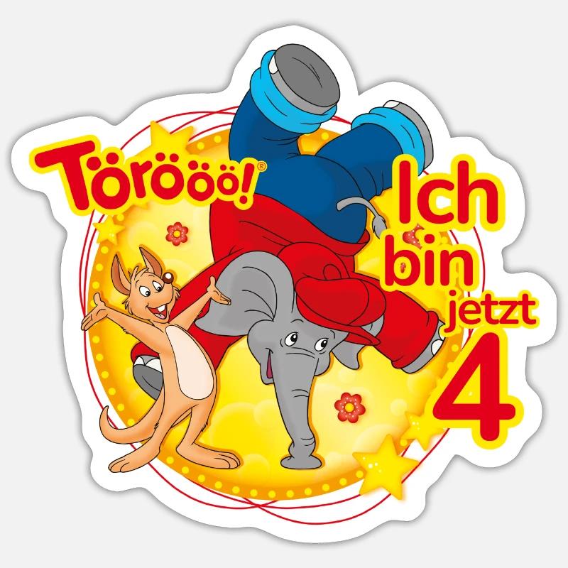 Benjamin Blümchen Ich Bin Jetzt 4 - Sticker Größe S (10 x 10 cm) - Mattweiß
