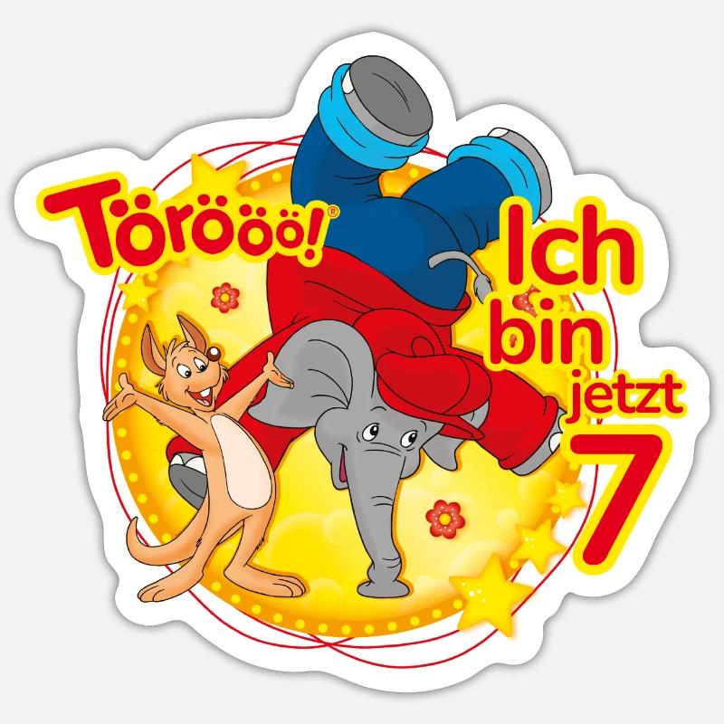 Benjamin Blümchen Ich Bin Jetzt 7 - Sticker Größe S (10 x 10 cm) - Mattweiß