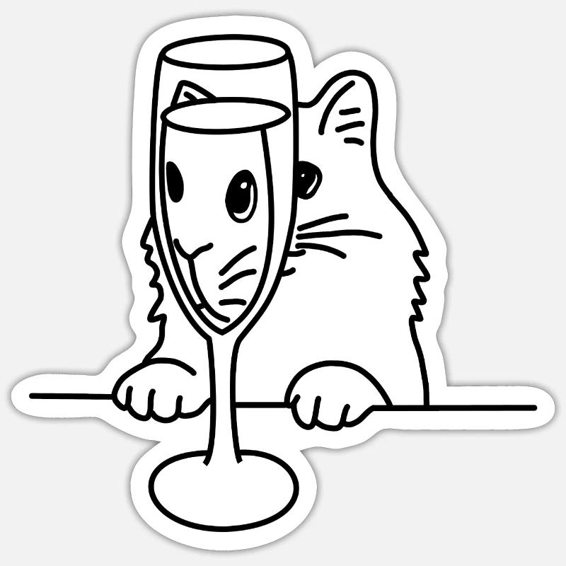 Chat Doux Verre - Sticker taille S (10 x 10 cm) - blanc mat