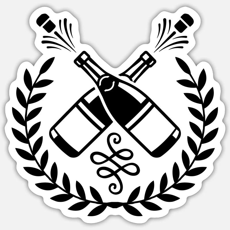 Kranz Flasche - Sticker Größe S (10 x 10 cm) - Mattweiß