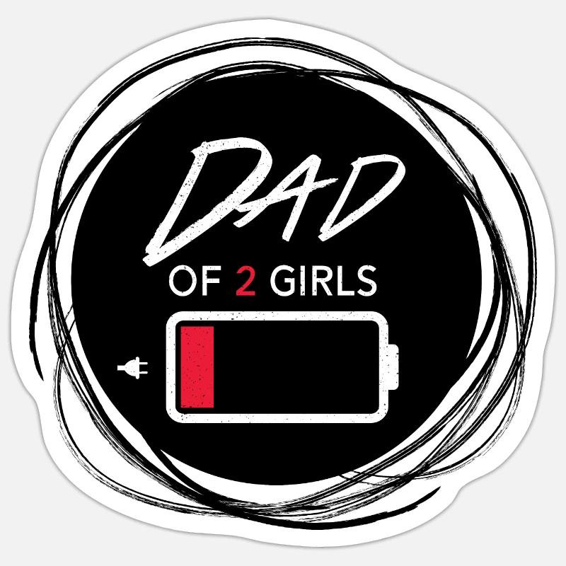 Papa de 2 filles - Sticker taille S (10 x 10 cm) - blanc mat