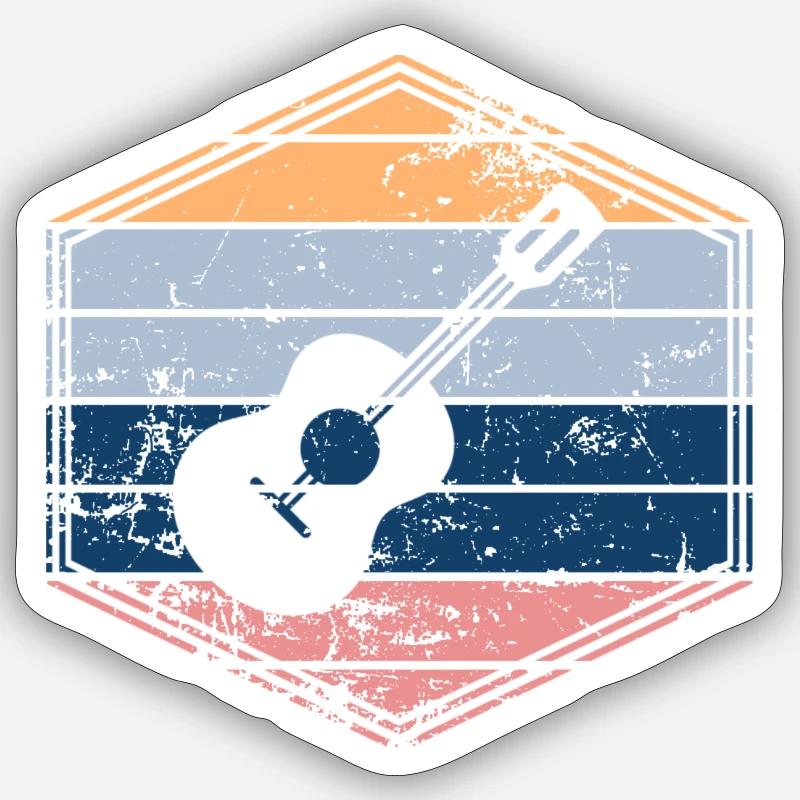 Ukulele - Sticker taille S (10 x 10 cm) - blanc mat