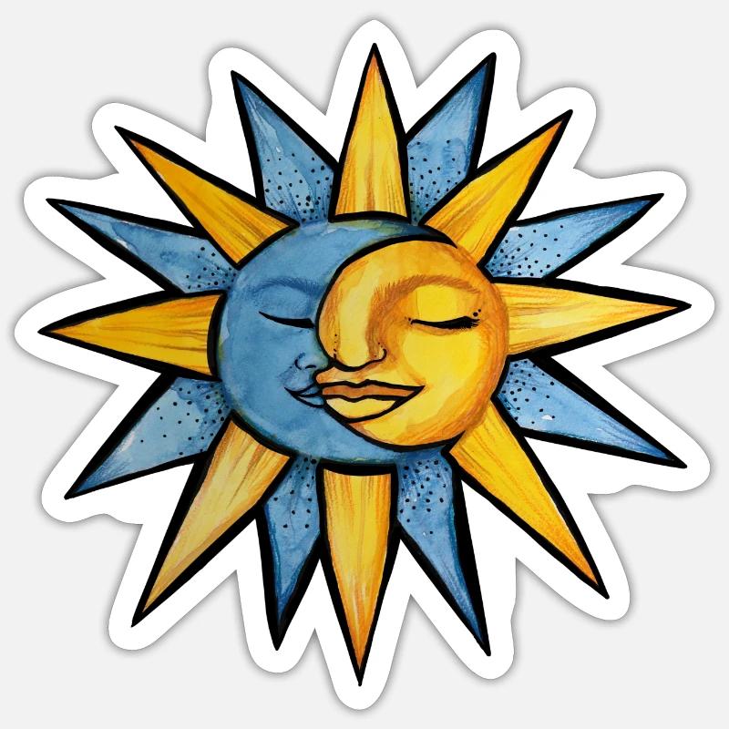 moon sun - Sticker size S (10 x 10 cm) - white matte