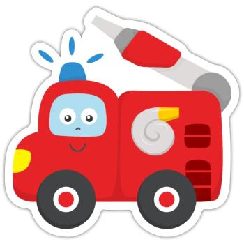 Feuerwehrauto Baby Kind Kleinkind - Sticker Größe S (10 x 10 cm) - Mattweiß - Vorne