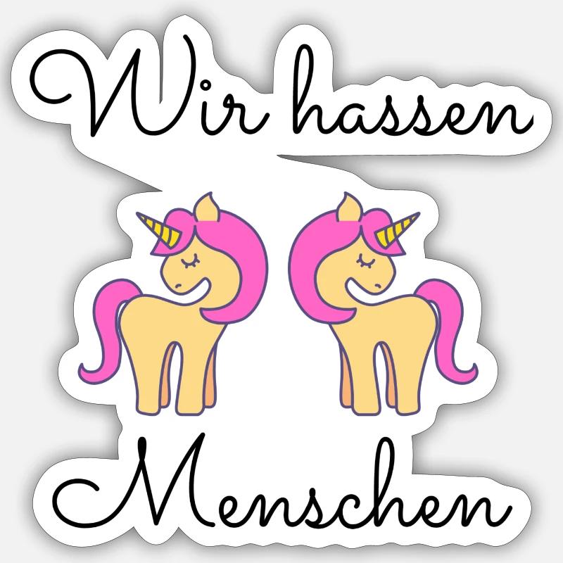 Wir hassen Menschen Einhorn - Sticker Größe S (10 x 10 cm) - Mattweiß