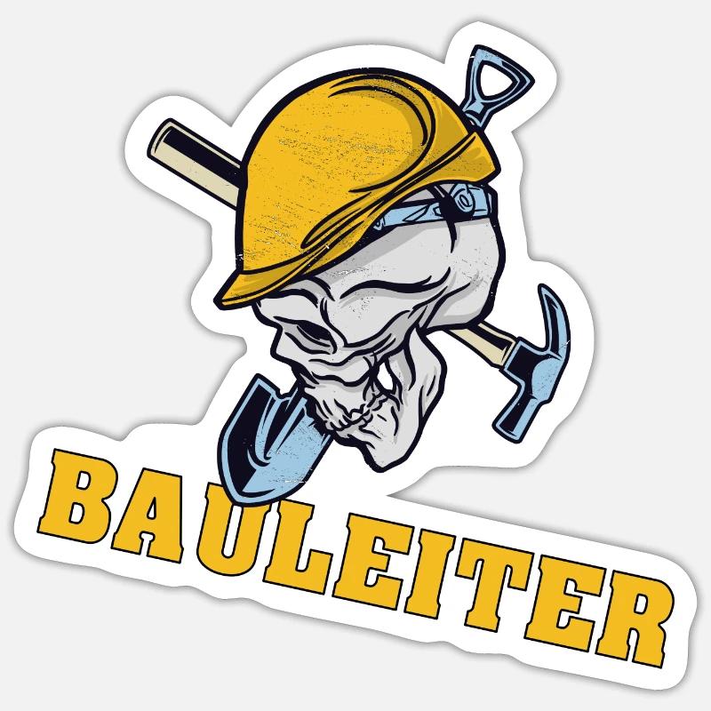 Bauleiter Bauleitung Baustellen Hausbauer Häusleba - Sticker Größe S (10 x 10 cm) - Mattweiß