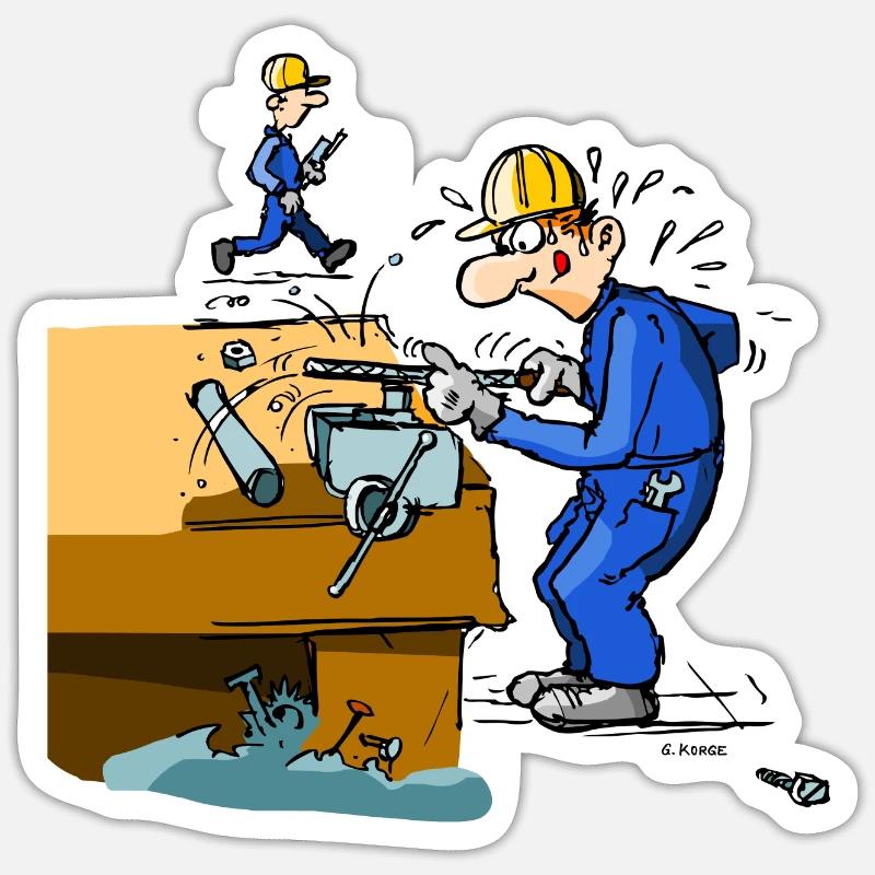 Arbeiter - Sticker Größe S (10 x 10 cm) - Mattweiß