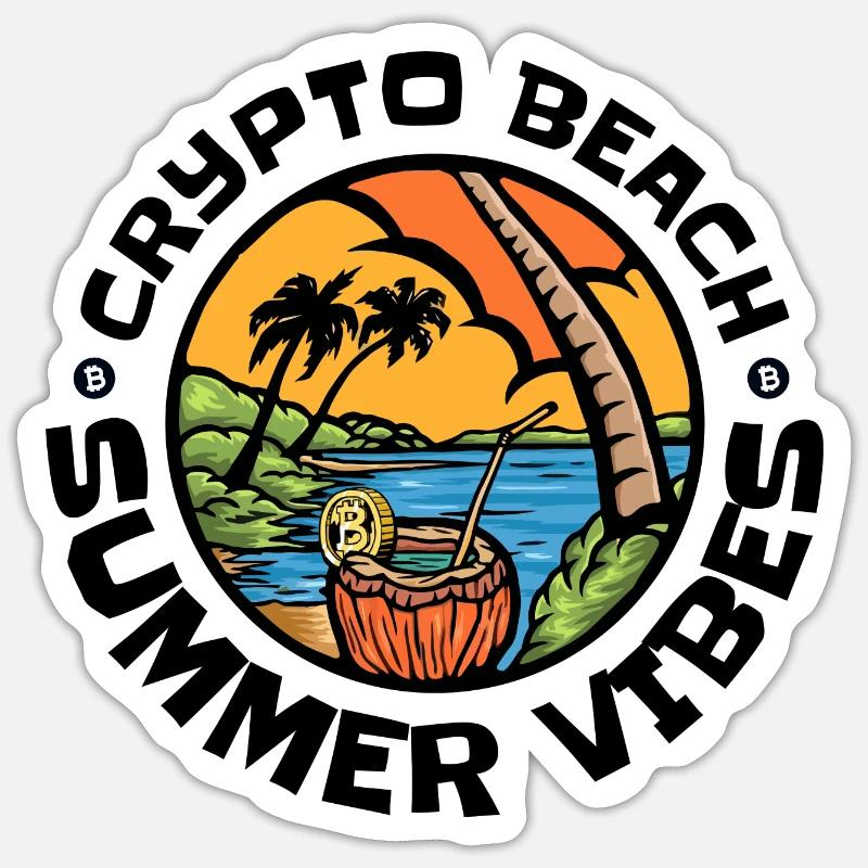 Crypto Beach - Summer Vibes - Sticker size S (10 x 10 cm) - white matte