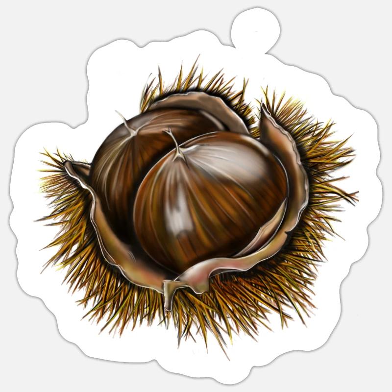 Marron, châtaigne - Sticker taille S (10 x 10 cm) - blanc mat