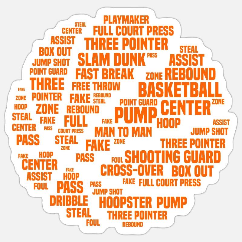 Basket-ball de mots basketteur - Sticker taille S (10 x 10 cm) - blanc mat