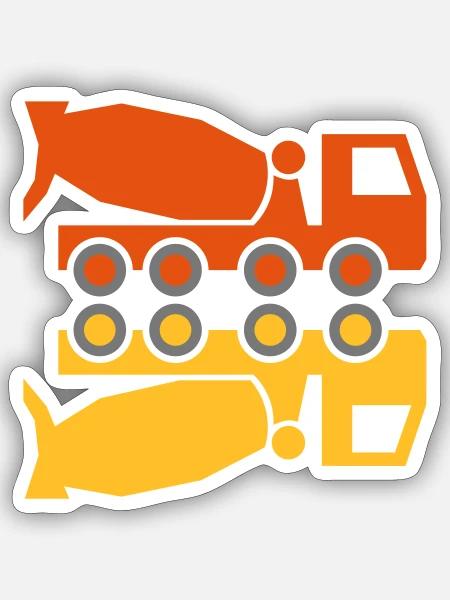 Betonmischfahrzeug und Spiegelbild - Sticker Größe S (10 x 10 cm) - Mattweiß