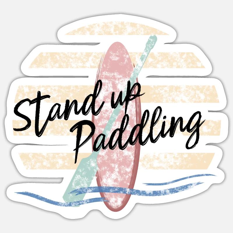 Stand Up Paddle SUP - Sticker Größe S (10 x 10 cm) - Mattweiß