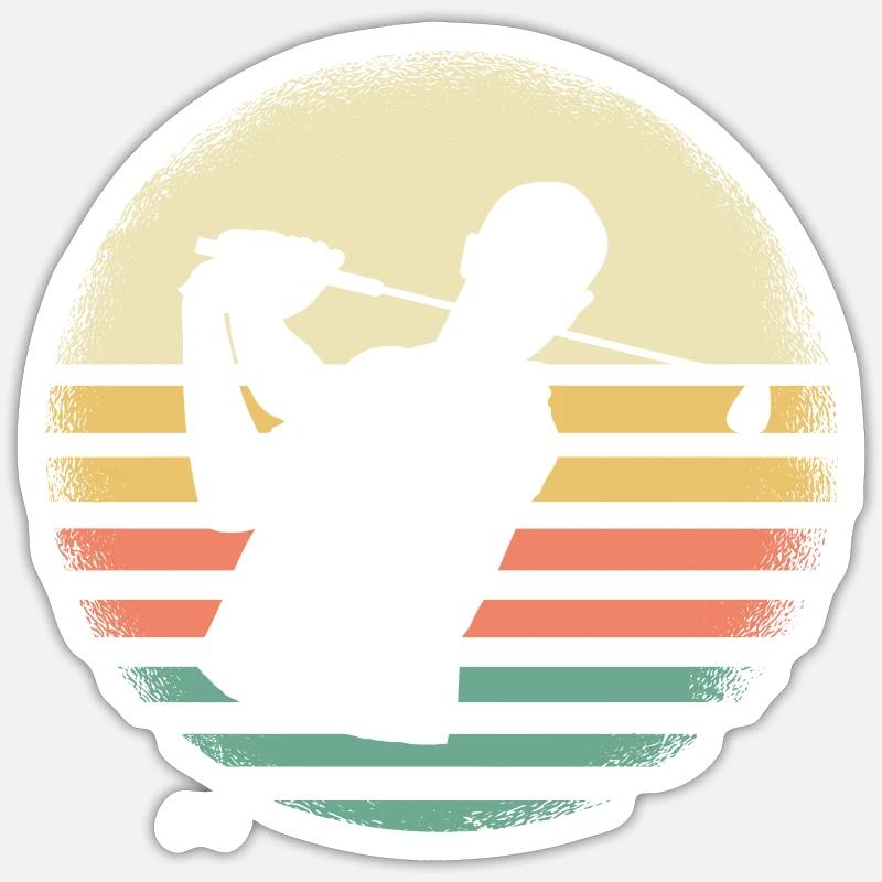 Golfeur Retro Sunset Design - Sticker taille S (10 x 10 cm) - blanc mat