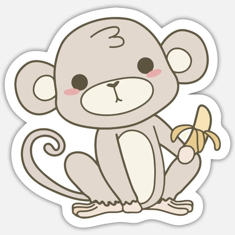 Singe - Sticker taille S (10 x 10 cm) - blanc mat