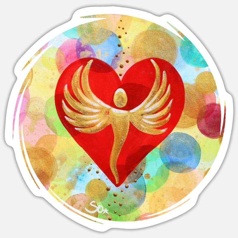EngelHerz der Regenbogen Dimension - Sonja Ariel - Sticker Größe S (10 x 10 cm) - Mattweiß