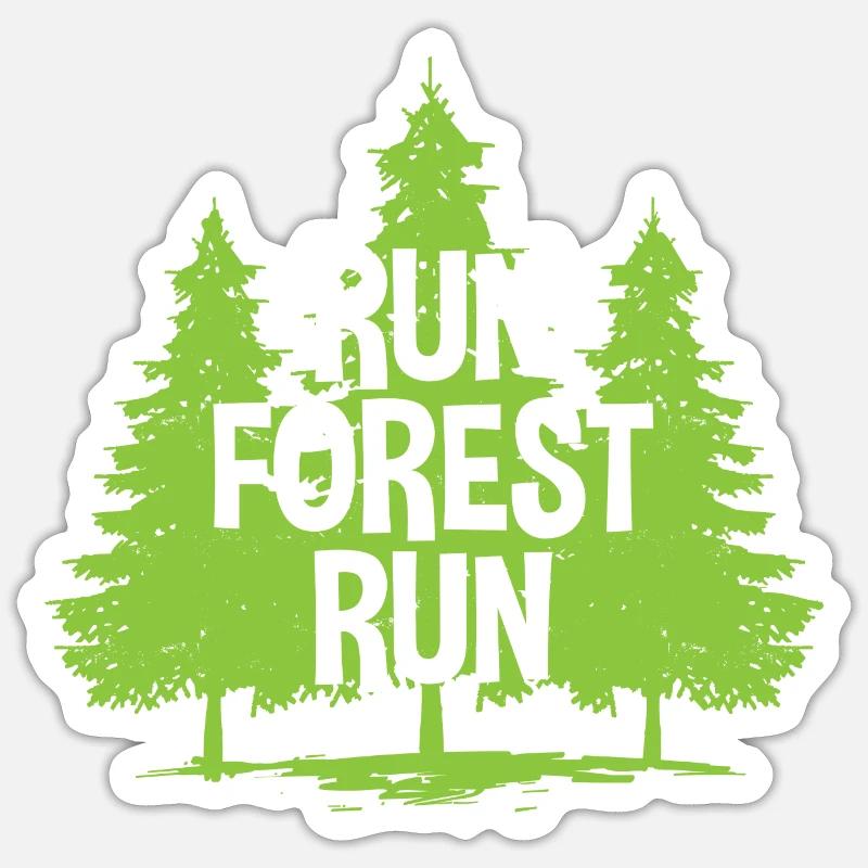 Run Forest Run - Sticker taille S (10 x 10 cm) - blanc mat