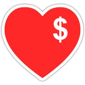 Dollar-Herz - Sticker Größe S (10 x 10 cm) - Mattweiß - Vorne