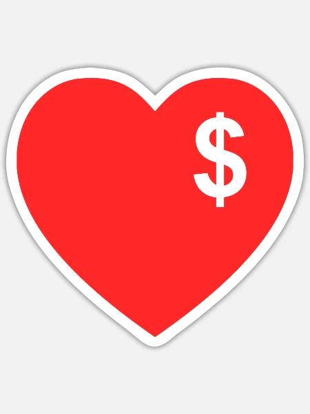Dollar-Herz - Sticker Größe S (10 x 10 cm) - Mattweiß