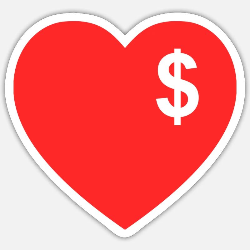 Dollar Heart - Sticker size S (10 x 10 cm) - white matte
