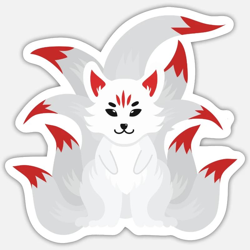 Kitsune - Sticker taille S (10 x 10 cm) - blanc mat