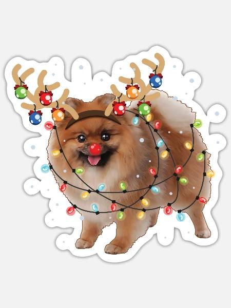Christmas Pomeranian Lover Xmas Dog Present - Sticker size S (10 x 10 cm) - white matte