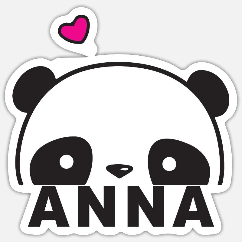 Anna - Bellissimo nome con simpatico panda, ragazza - Sticker formato S (10 x 10 cm) - bianco opaco
