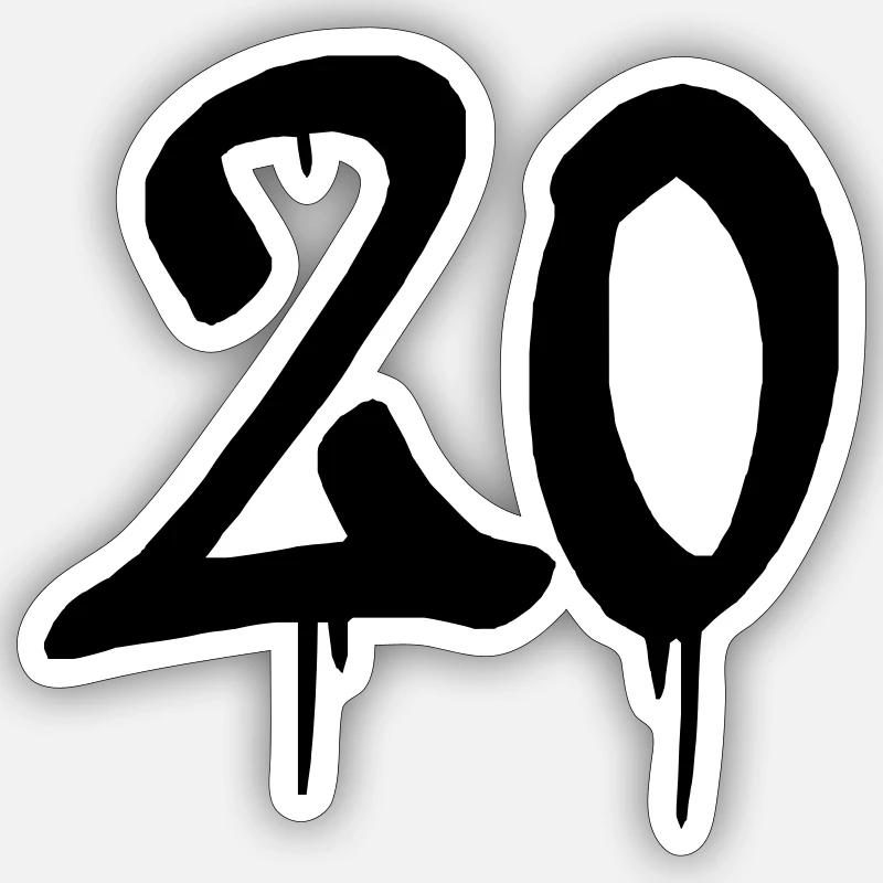 20 graffiti - Sticker taille S (10 x 10 cm) - blanc mat