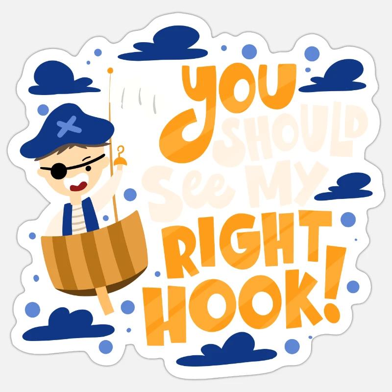 Vous devriez voir mon crochet droit Pirate Pun - Sticker taille S (10 x 10 cm) - blanc mat