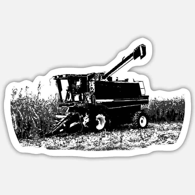 Moissonneuse batteuse moisson de blé agriculteur - Sticker taille S (10 x 10 cm) - blanc mat