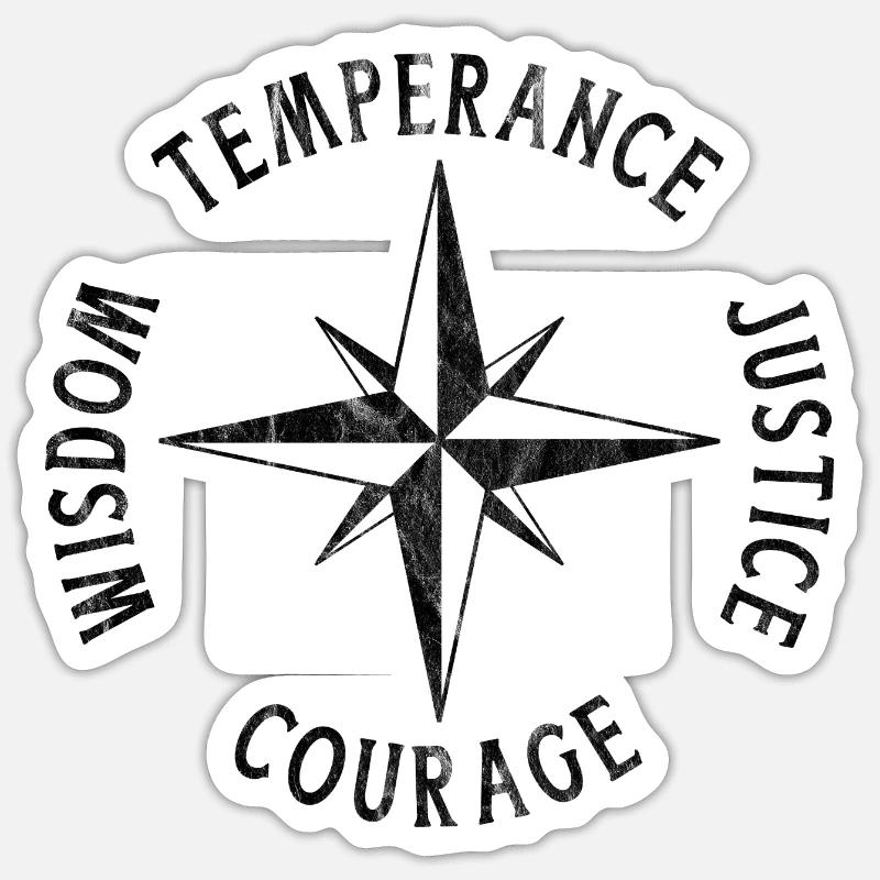 Stoic Virtues Compass Stoicism Sticker size S (10 x 10 cm)